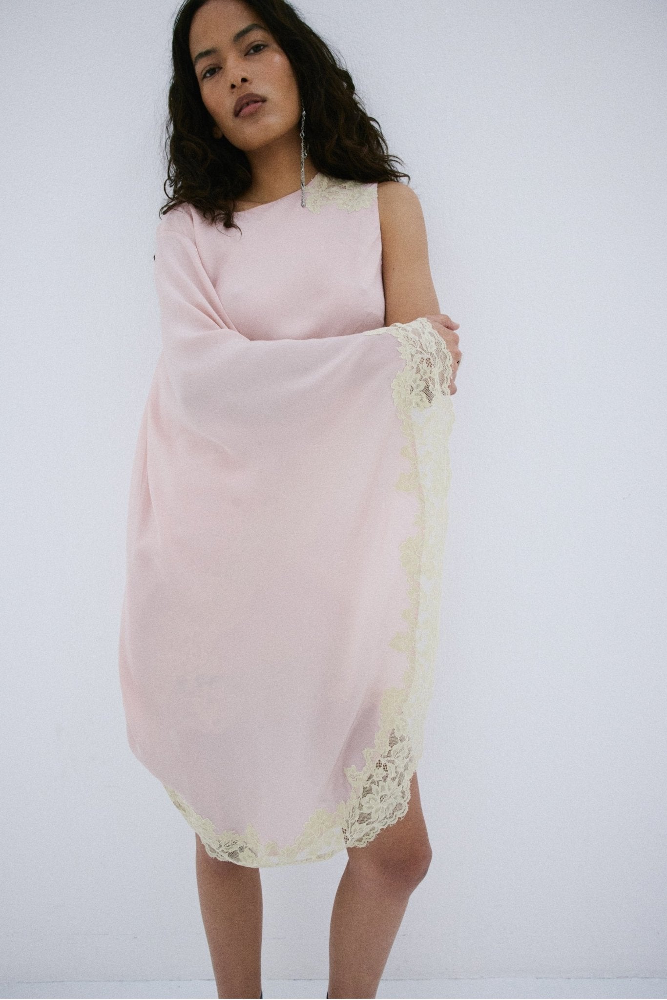 VETA MINI DRESS IN PINK CREPE DE CHINE - De La Vali