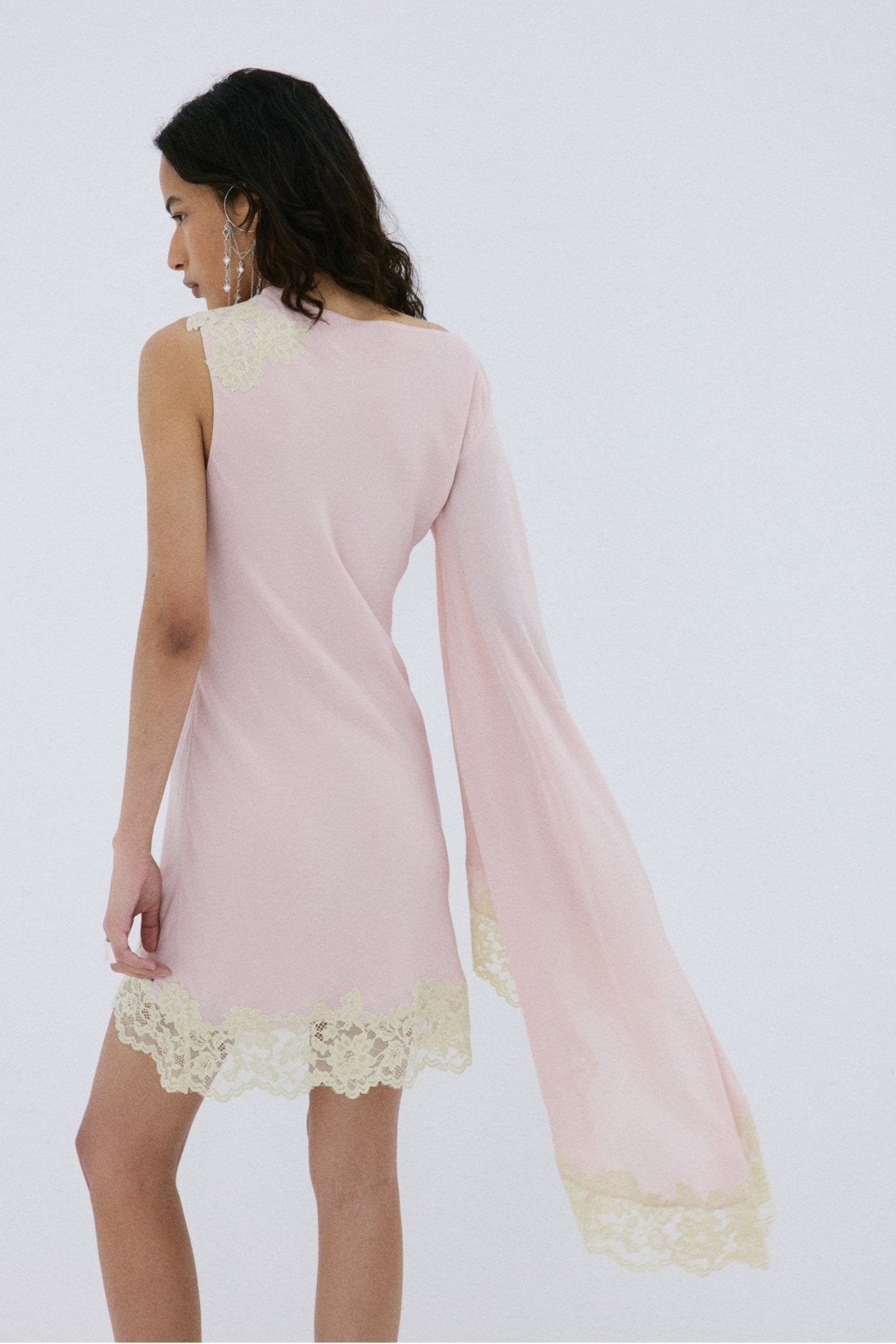 VETA MINI DRESS IN PINK CREPE DE CHINE - De La Vali
