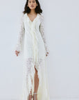 CLEMENTINA MAXI DRESS IN IVORY NYLON LACE - De La Vali