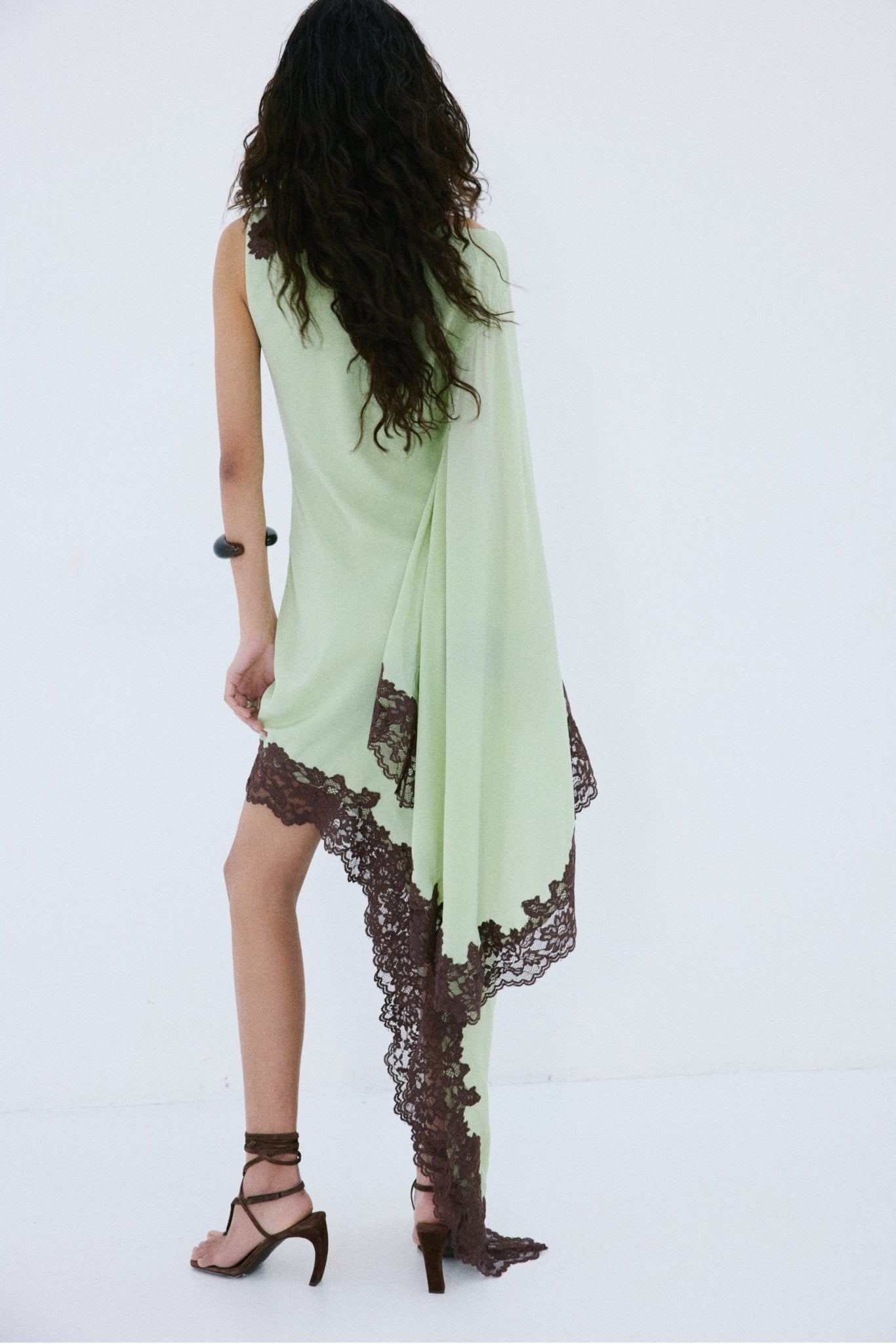 VETA MINI DRESS IN MINT GREEN CREPE DE CHINE - De La Vali