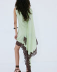 VETA MINI DRESS IN MINT GREEN CREPE DE CHINE - De La Vali
