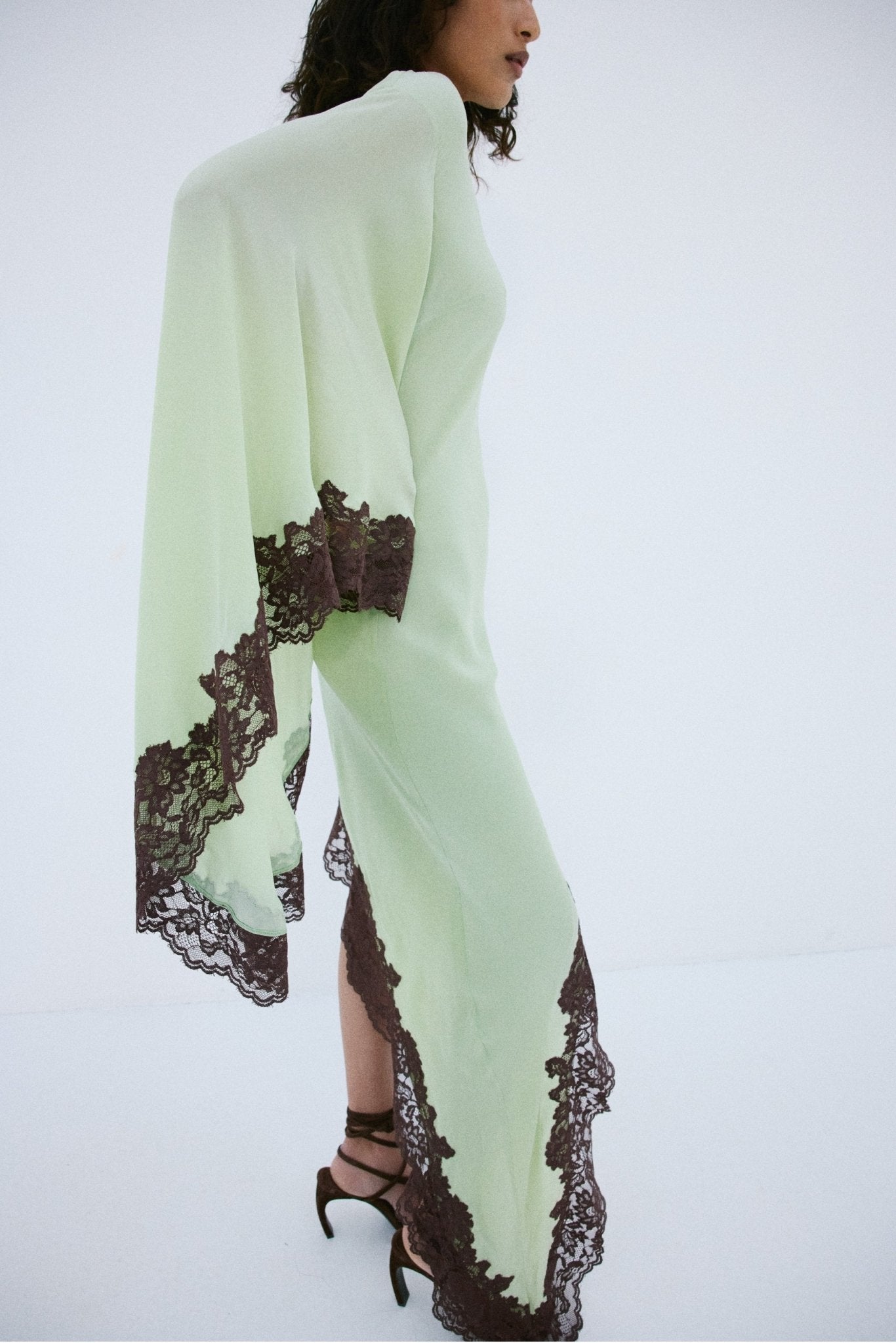 VETA MINI DRESS IN MINT GREEN CREPE DE CHINE - De La Vali