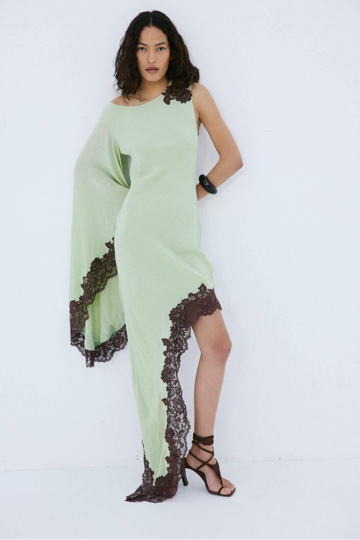 VETA MINI DRESS IN MINT GREEN CREPE DE CHINE - De La Vali