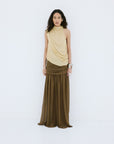 AGAPITO SKIRT IN TAUPE POLY CHIFFON - De La Vali