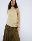 AGAPITO SKIRT IN TAUPE POLY CHIFFON - De La Vali