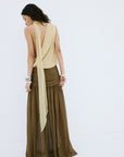 AGAPITO SKIRT IN TAUPE POLY CHIFFON - De La Vali