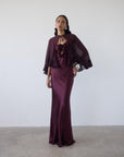 ESPERANZA LONG DRESS IN EARTH SILK SATIN