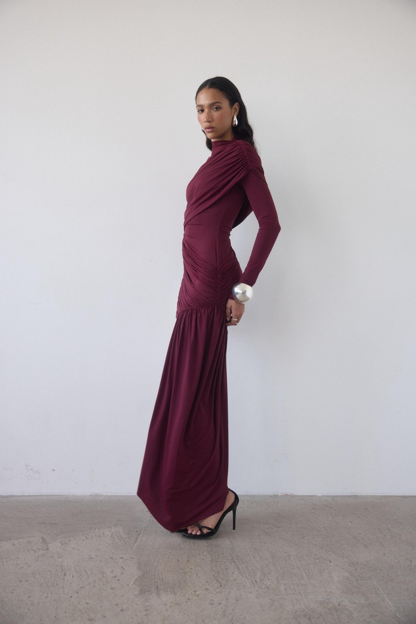 RAVEL MINI DRESS IN EARTH SPANDEX JERSEY - De La Vali