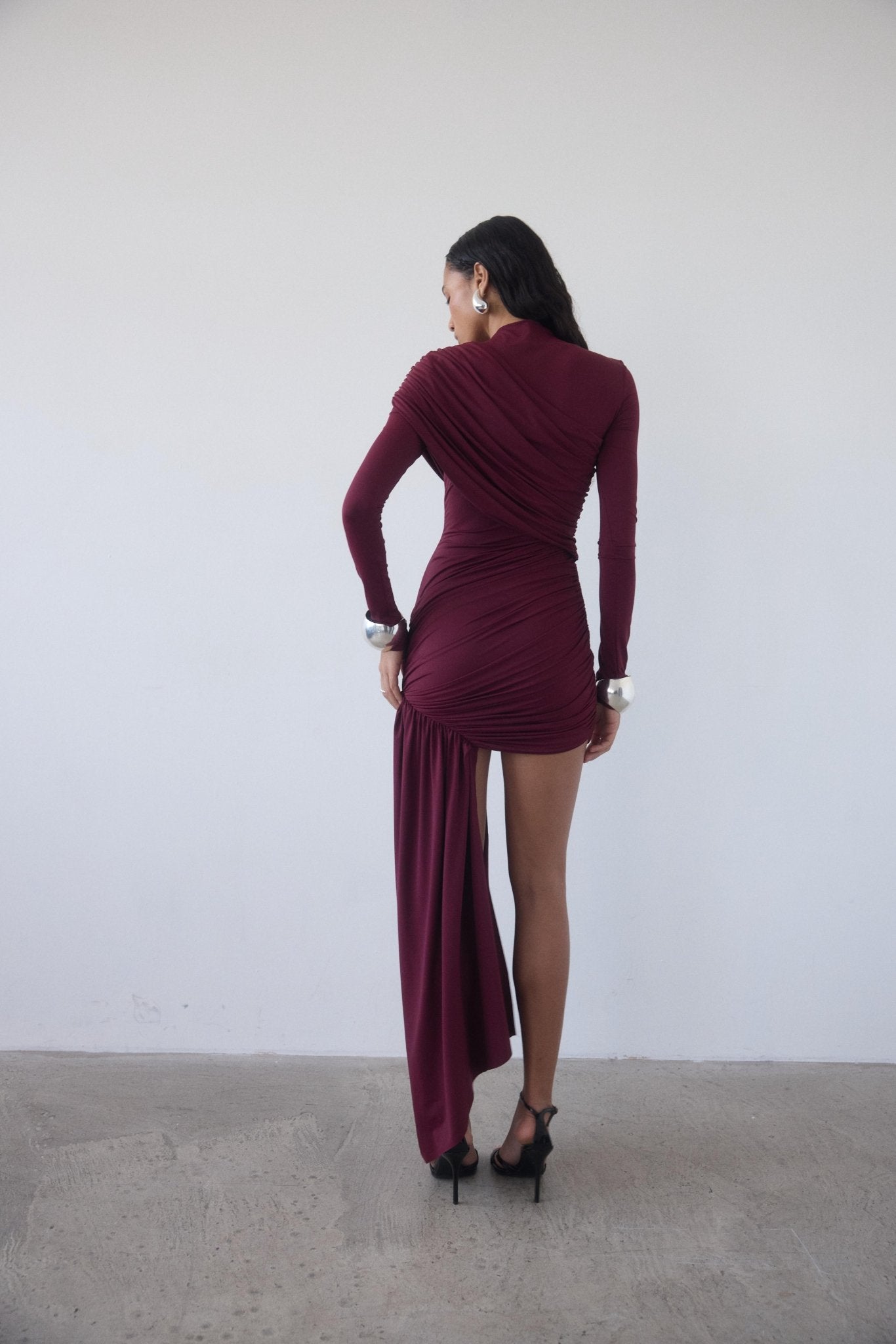 RAVEL MINI DRESS IN EARTH SPANDEX JERSEY - De La Vali