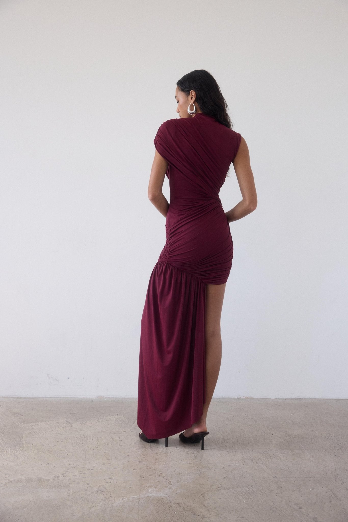 RAVENNA MINI DRESS IN EARTH SPANDEX JERSEY - De La Vali