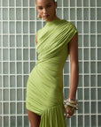 RAVENNA MINI DRESS IN GREEN SPANDEX JERSEY - De La Vali