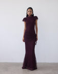 SILENTIUM MAXI DRESS IN MAROON LACE