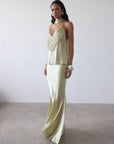 SUELO SKIRT IN SAND SILK SATIN