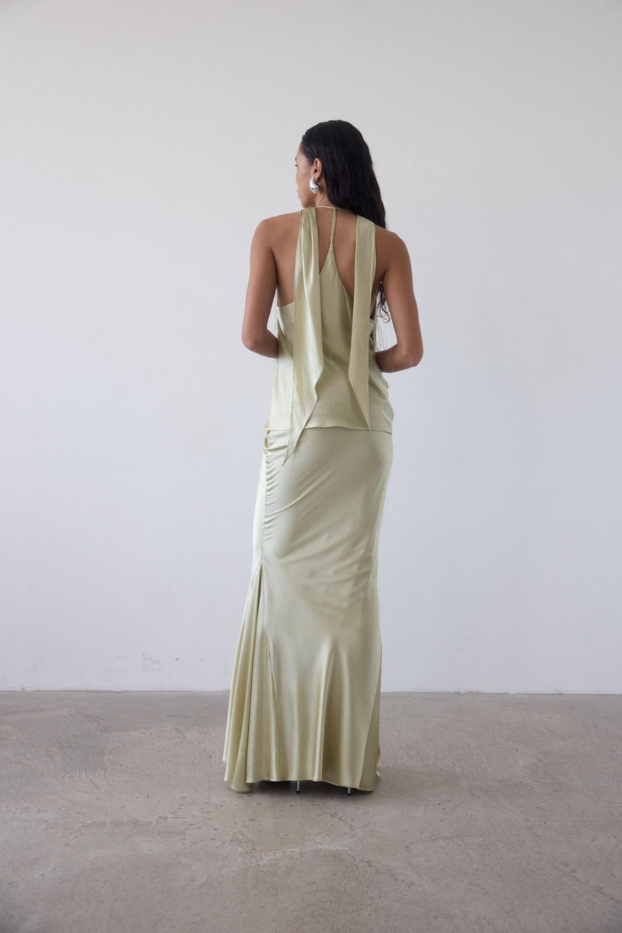 SIROCCO TOP IN SAND SILK SATIN