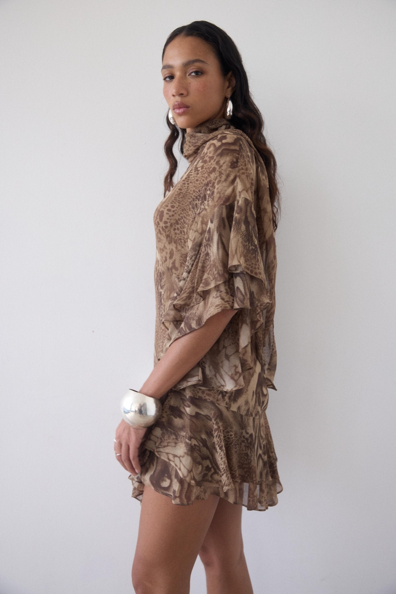 SOL MINI DRESS IN GUEPARDO GEORGETTE CHIFFON - De La Vali