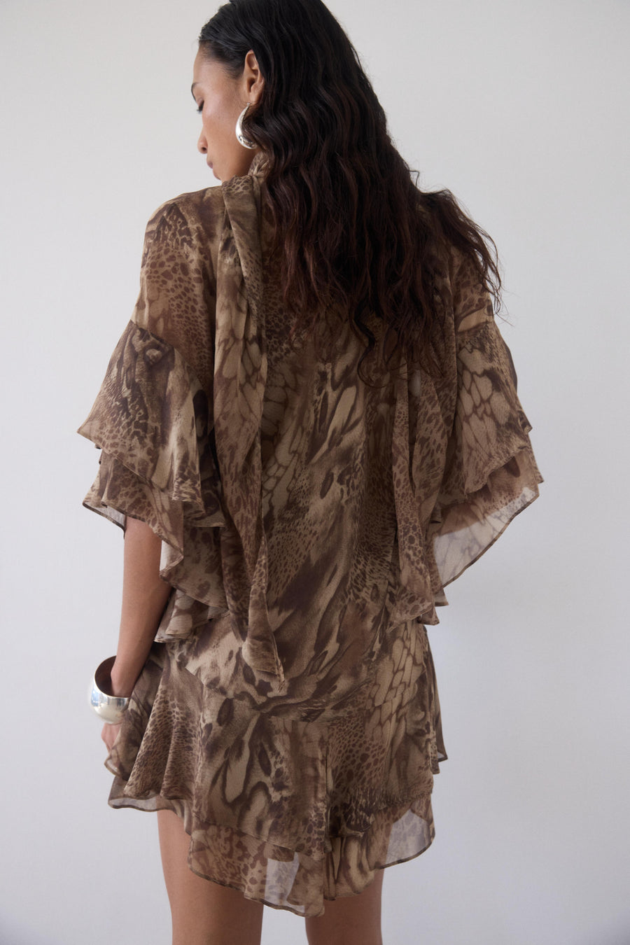 SOL MINI DRESS IN GUEPARDO GEORGETTE CHIFFON