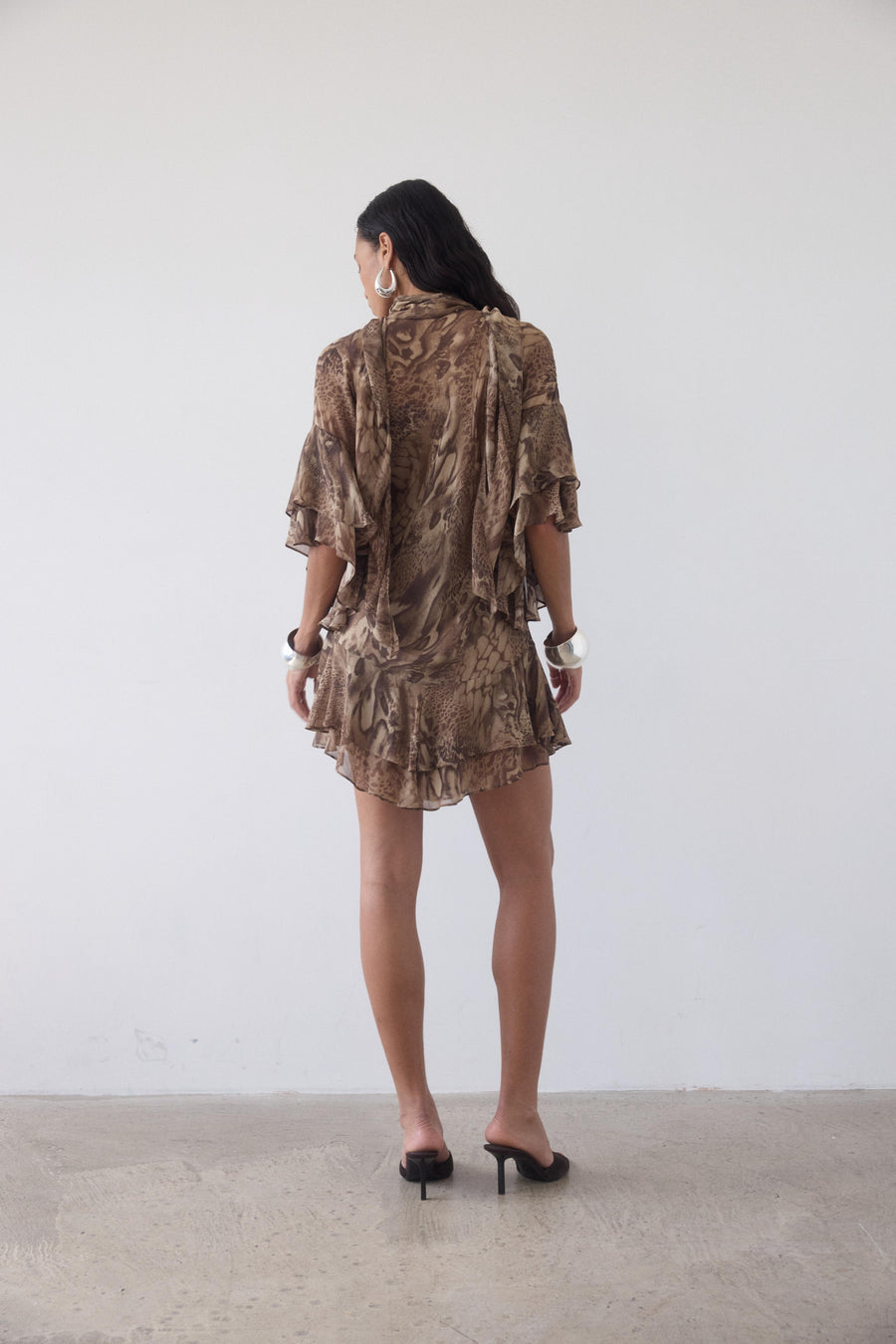 SOL MINI DRESS IN GUEPARDO GEORGETTE CHIFFON