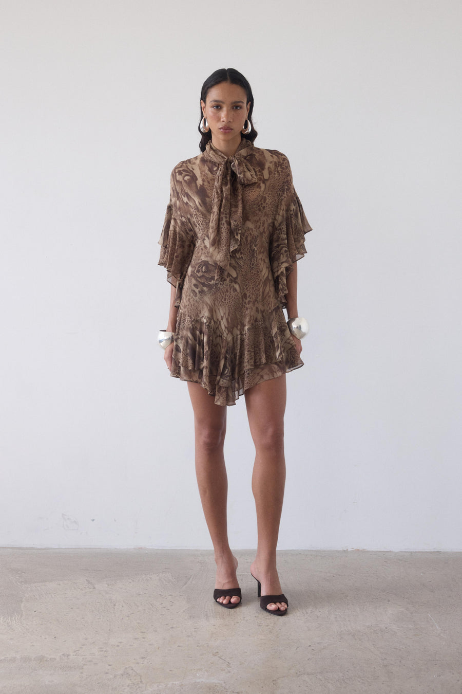 SOL MINI DRESS IN GUEPARDO GEORGETTE CHIFFON