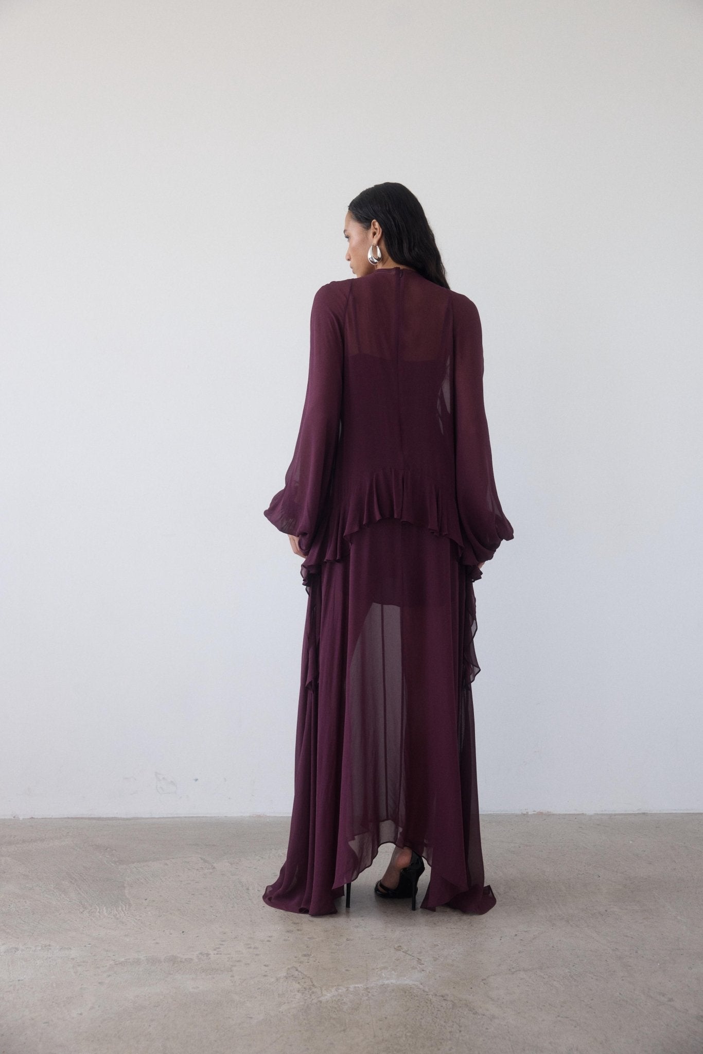 TERRAN MAXI DRESS IN EARTH GEORGETTE CHIFFON - De La Vali