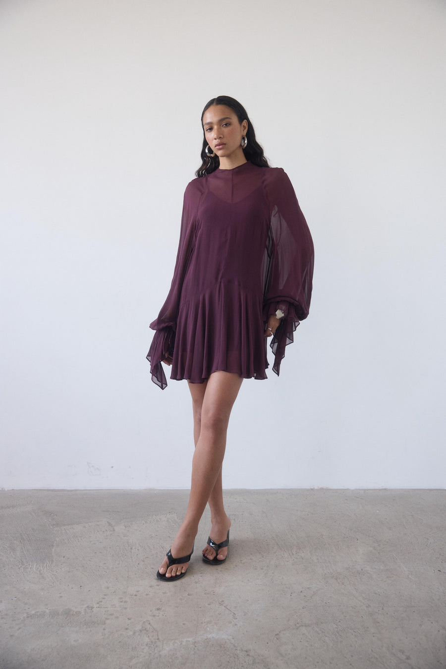 TERRAN MINI DRESS IN EARTH GEORGETTE CHIFFON