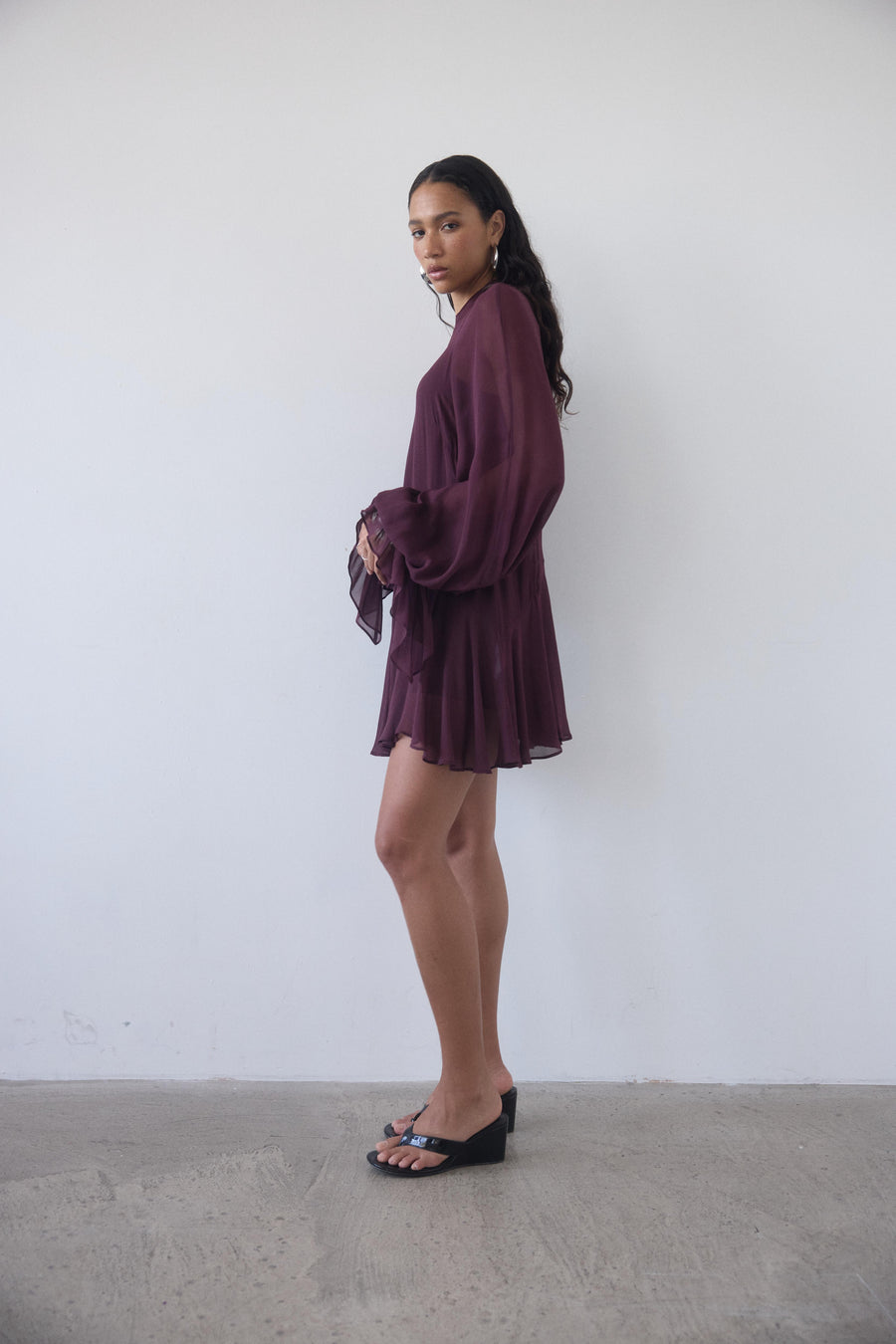 TERRAN MINI DRESS IN EARTH GEORGETTE CHIFFON
