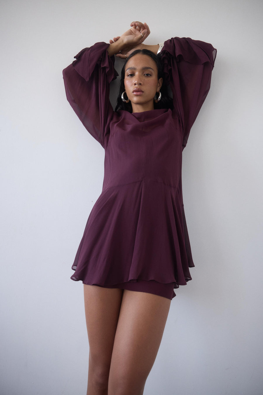 TERRAN MINI DRESS IN EARTH GEORGETTE CHIFFON
