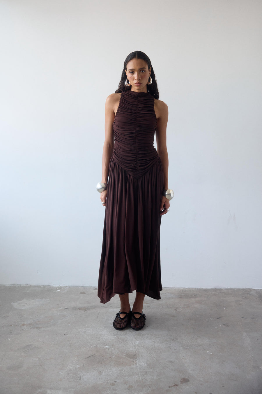 CYCLONE MIDI DRESS IN CEDAR JERSEY