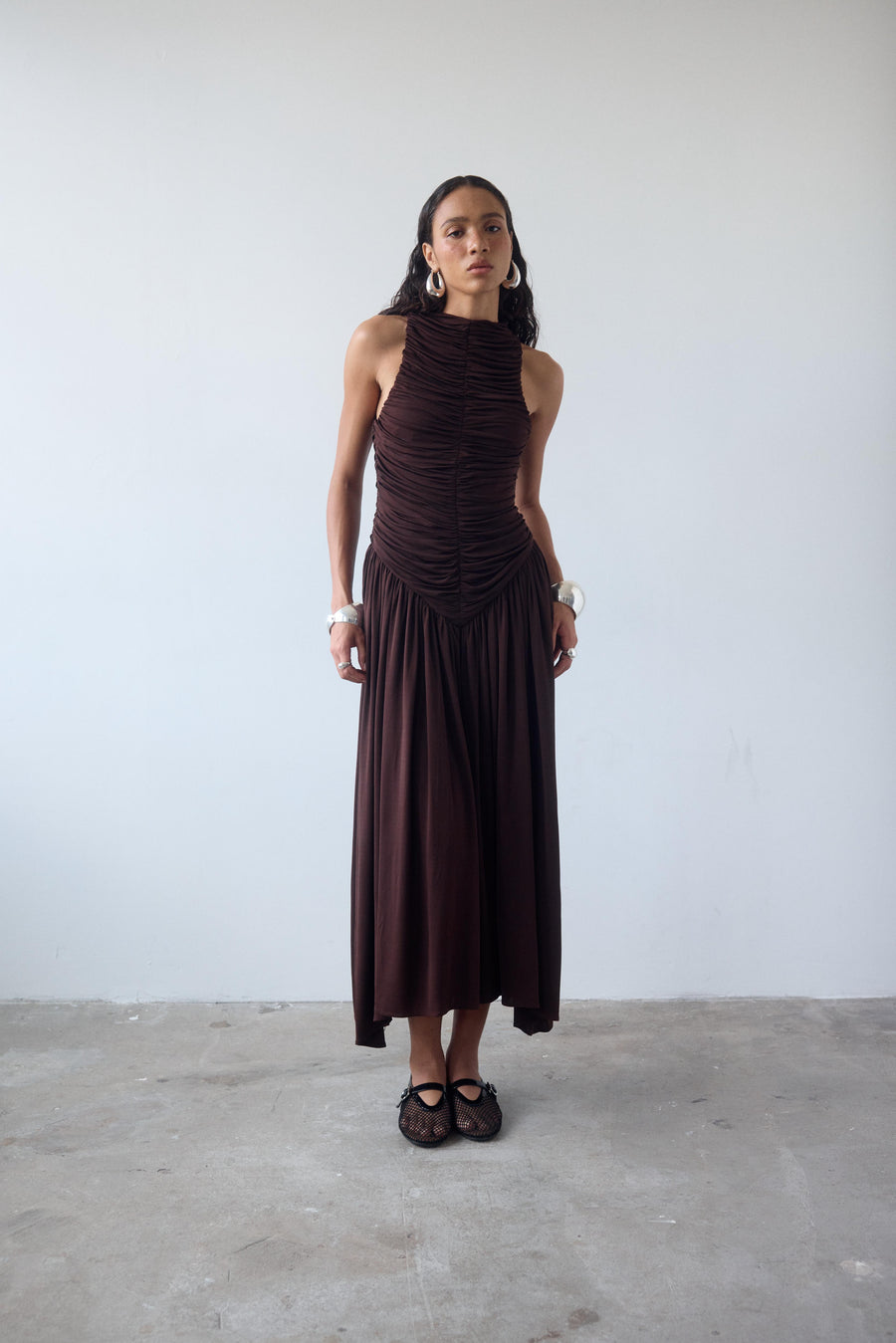 CYCLONE MIDI DRESS IN CEDAR JERSEY