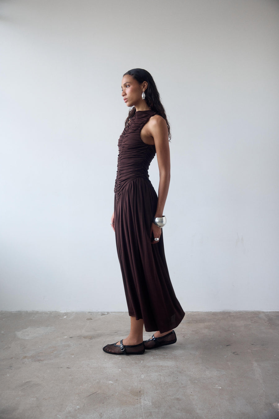 CYCLONE MIDI DRESS IN CEDAR JERSEY