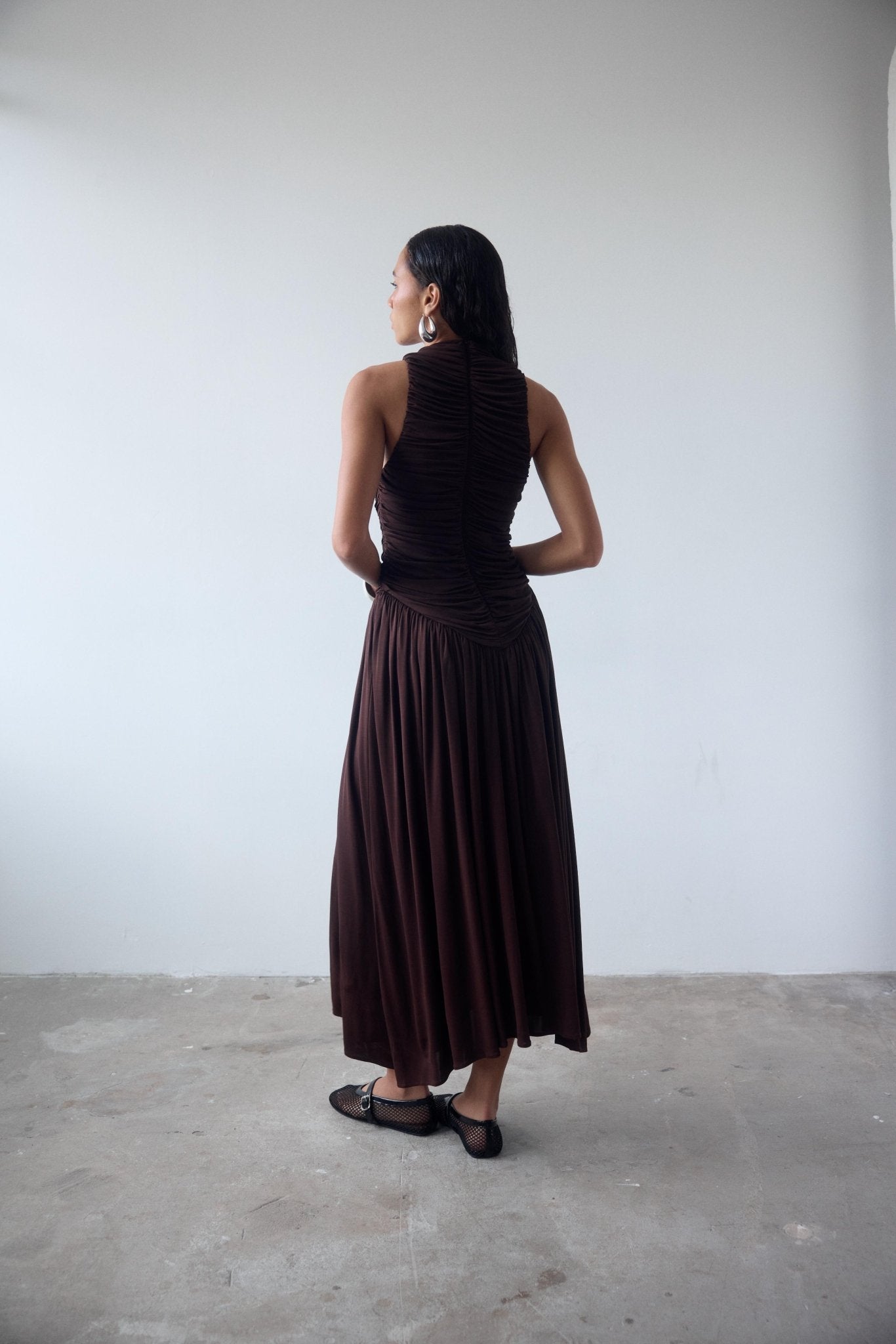 CYCLONE MIDI DRESS IN CEDAR JERSEY - De La Vali