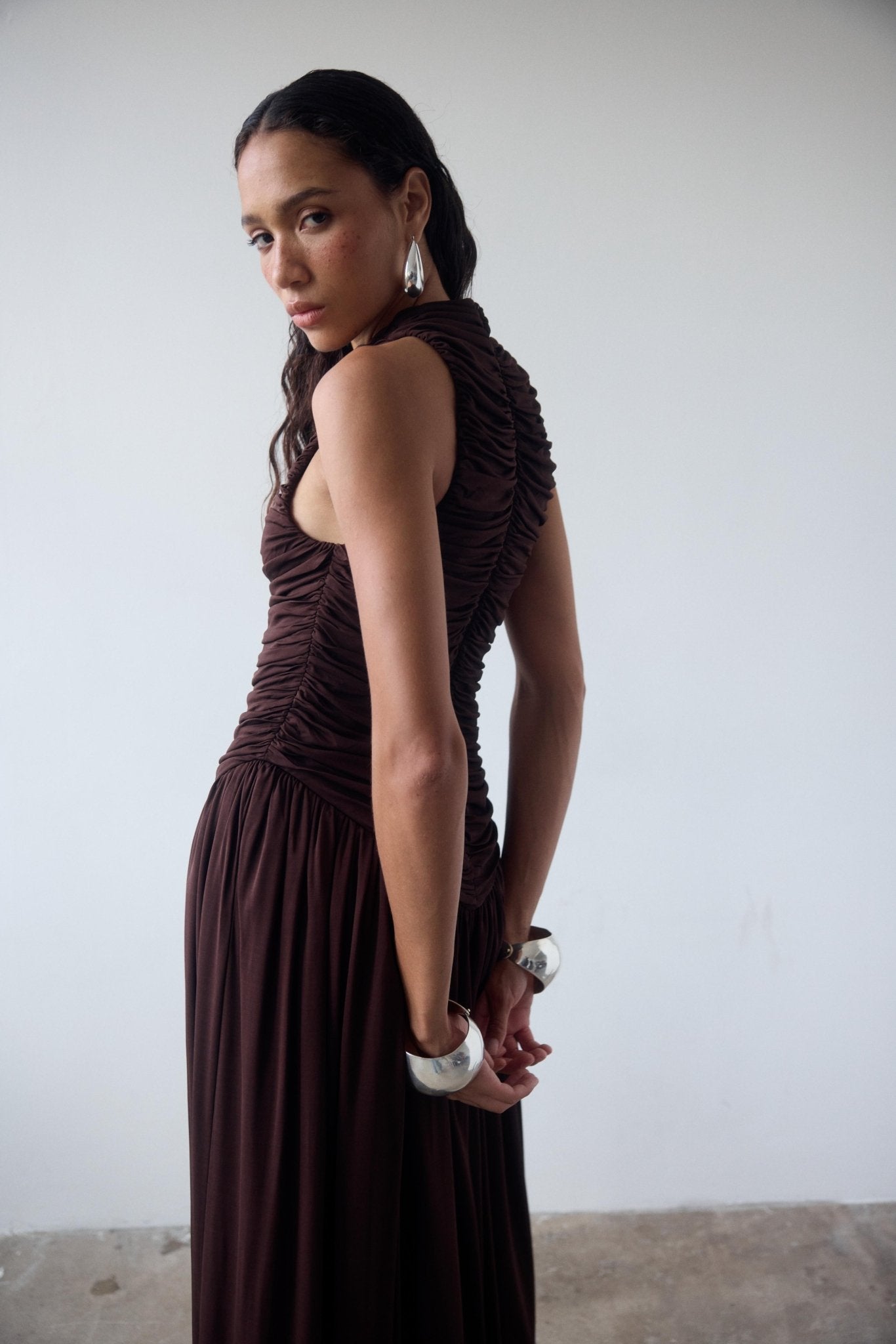 CYCLONE MIDI DRESS IN CEDAR JERSEY - De La Vali