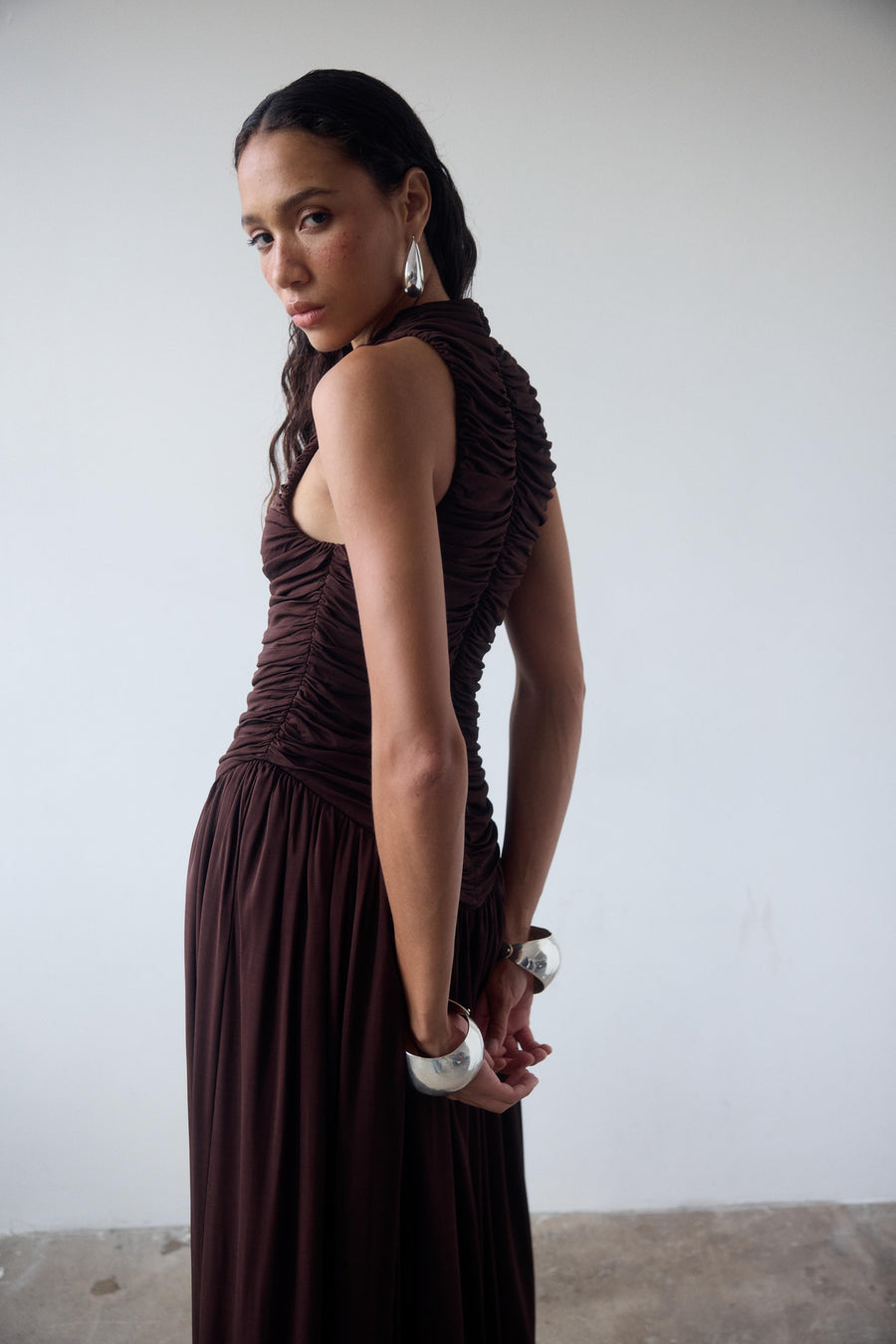 CYCLONE MIDI DRESS IN CEDAR JERSEY
