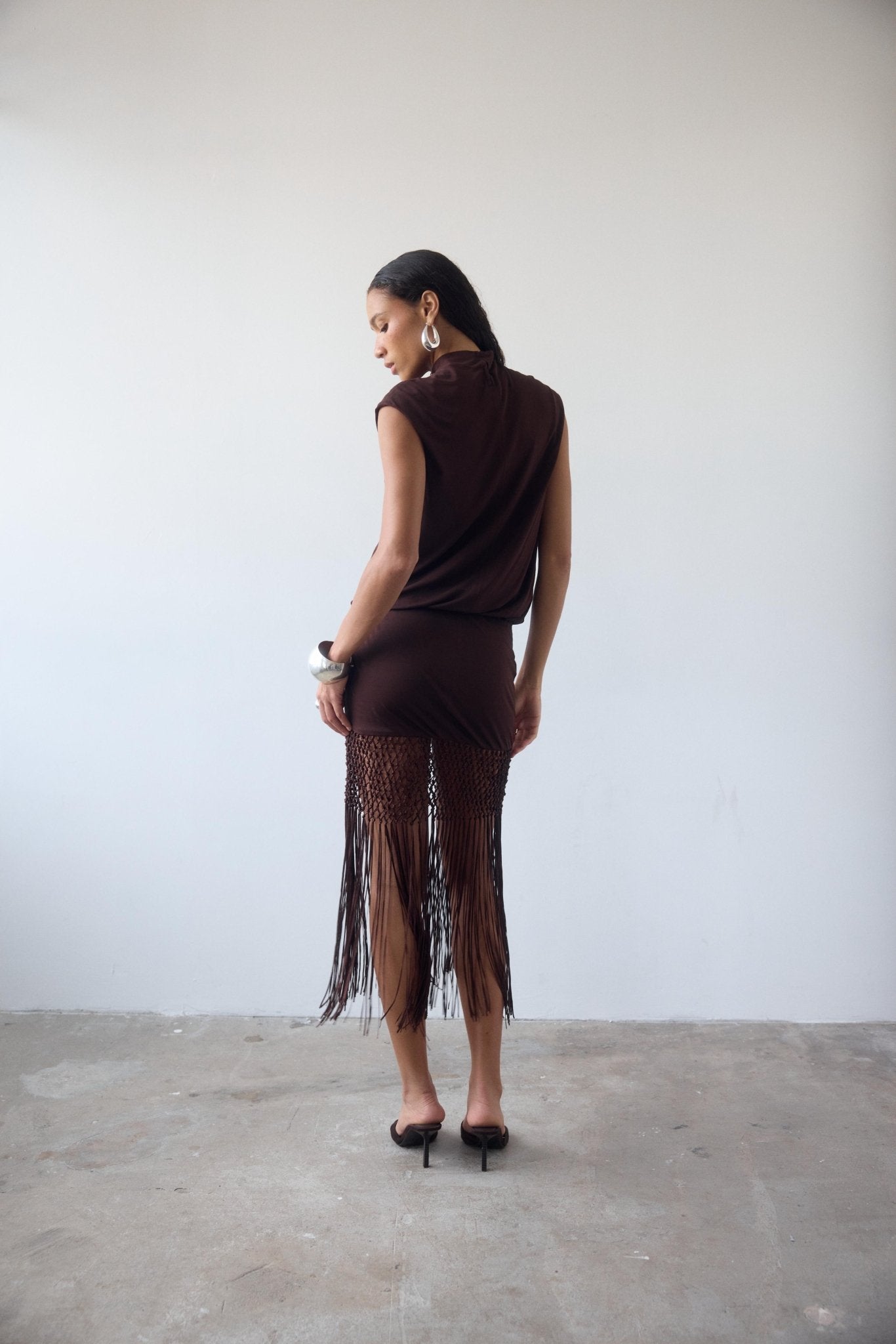 BENTU MINI DRESS IN CEDAR JERSEY - De La Vali