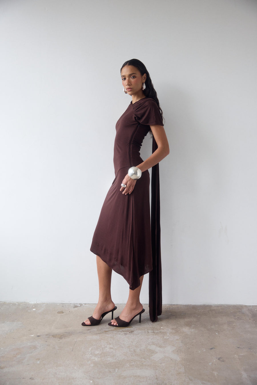 BRUBU MIDI DRESS IN CEDAR JERSEY