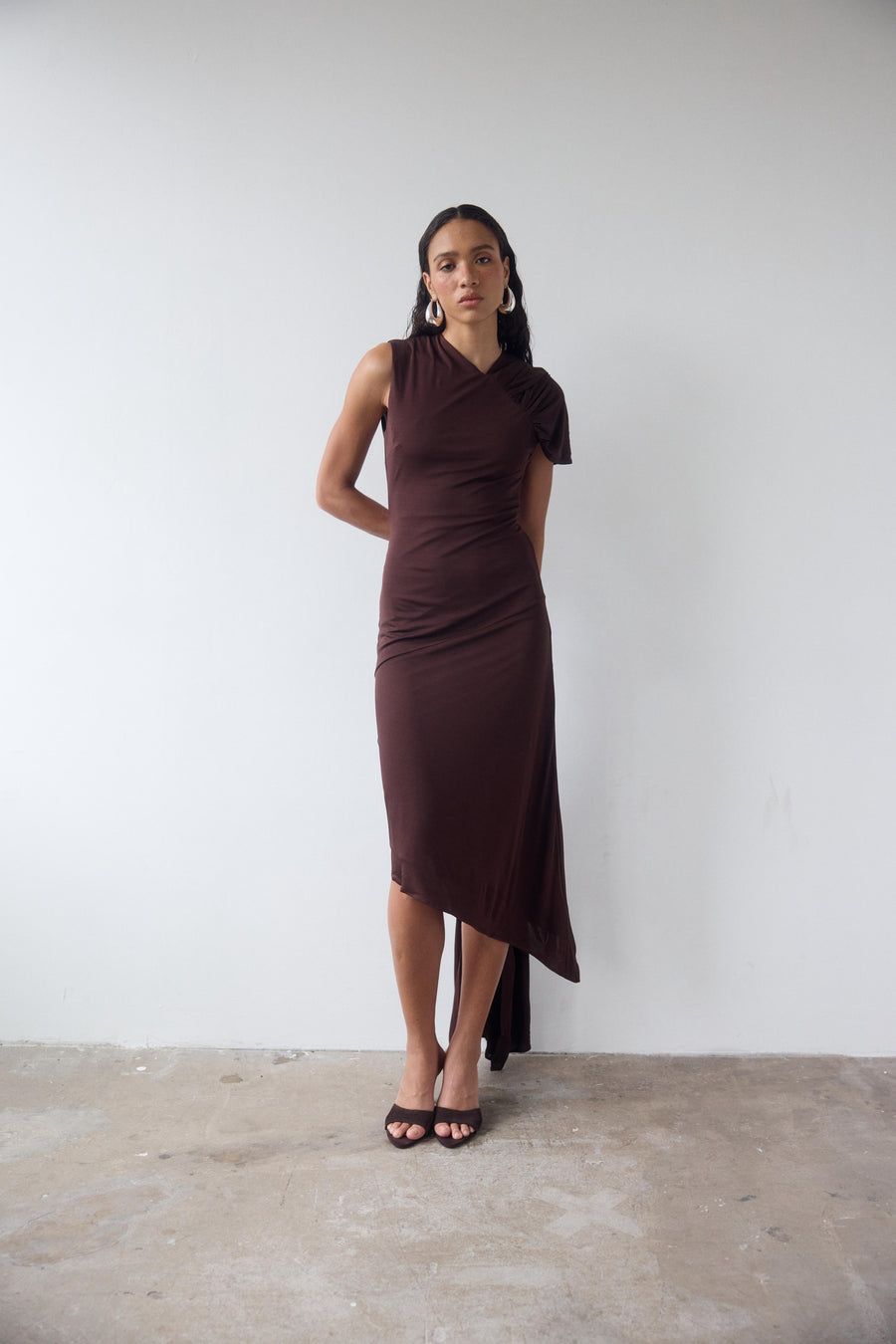 BRUBU MIDI DRESS IN CEDAR JERSEY