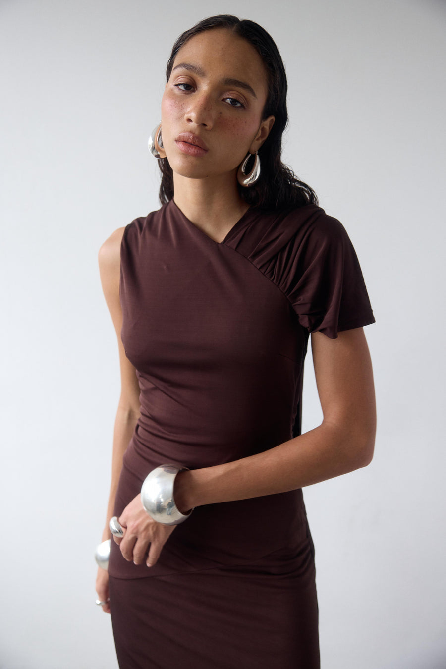 BRUBU MIDI DRESS IN CEDAR JERSEY