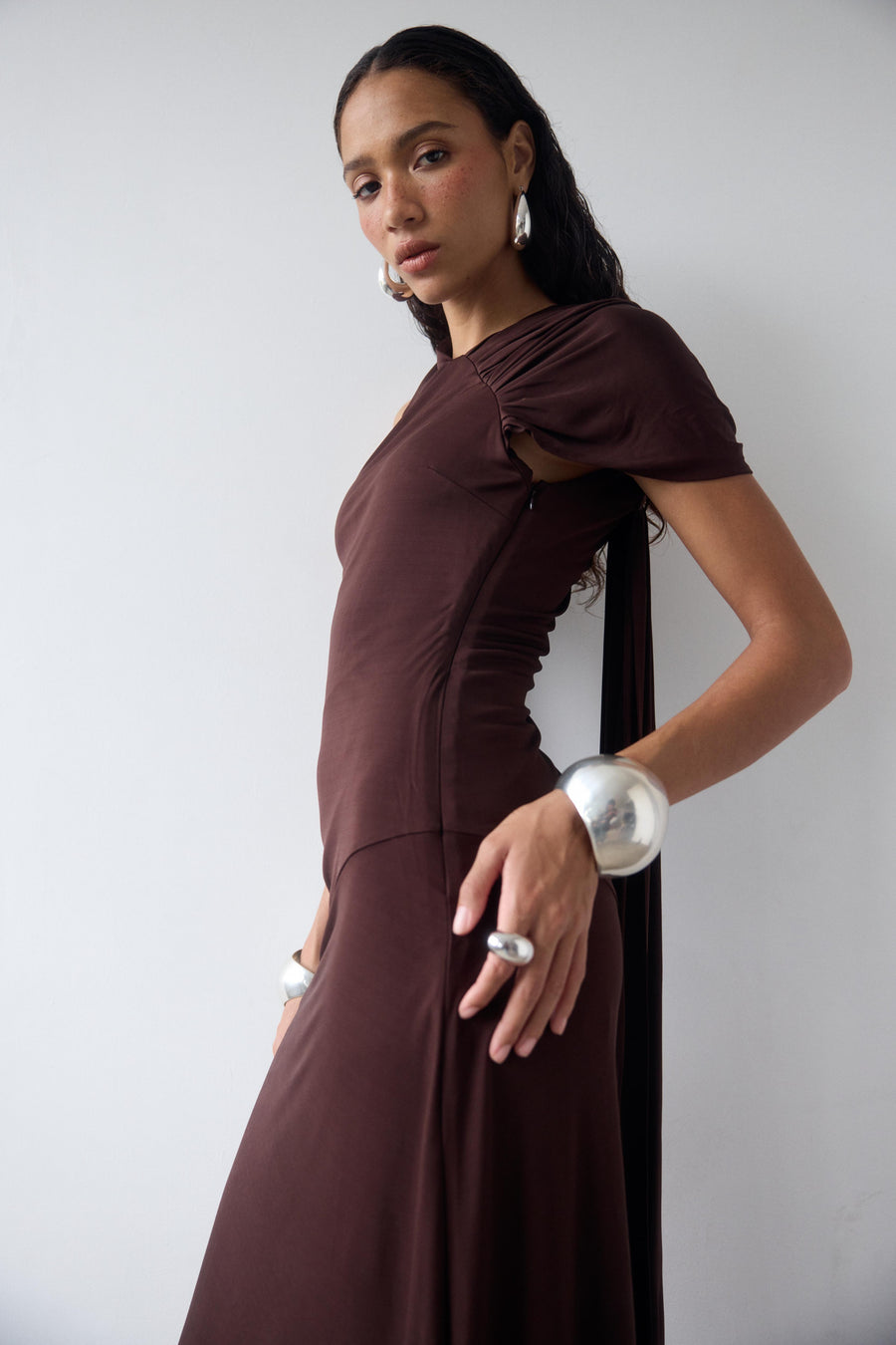 BRUBU MIDI DRESS IN CEDAR JERSEY