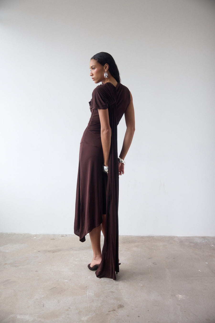 BRUBU MIDI DRESS IN CEDAR JERSEY