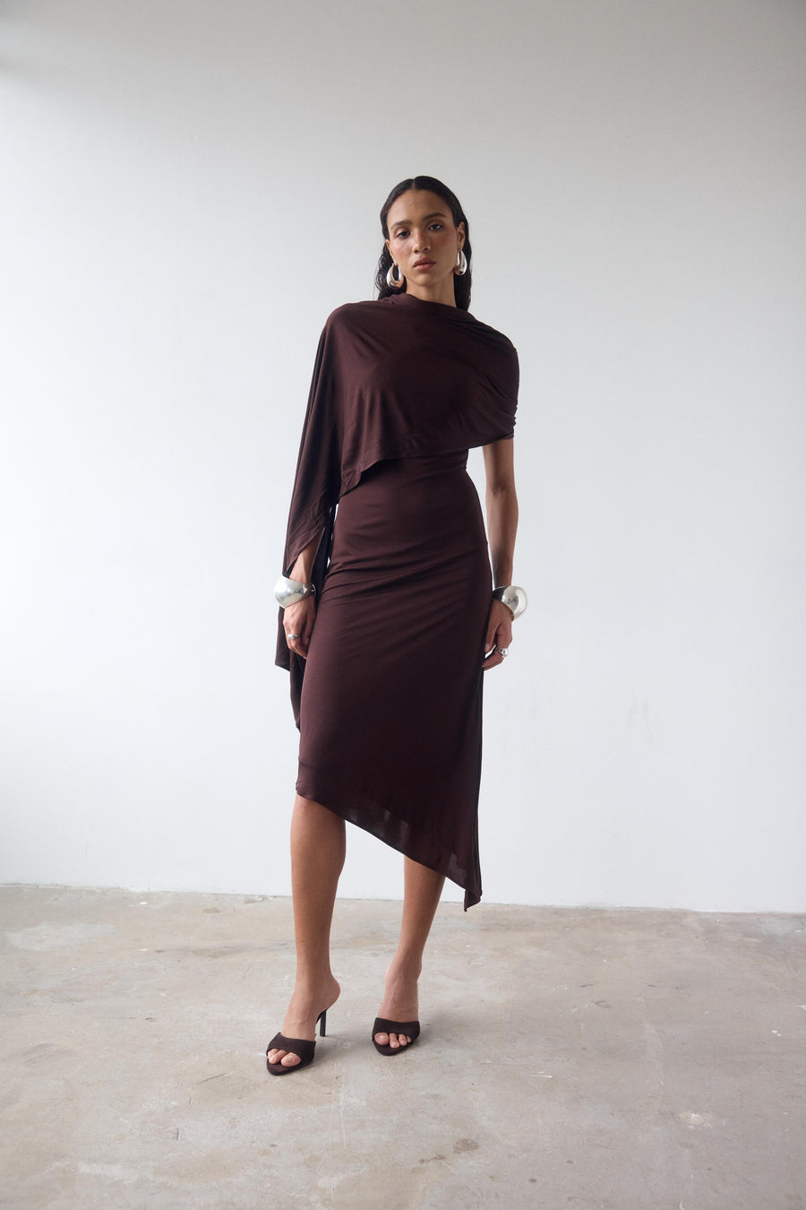 BRUBU MIDI DRESS IN CEDAR JERSEY
