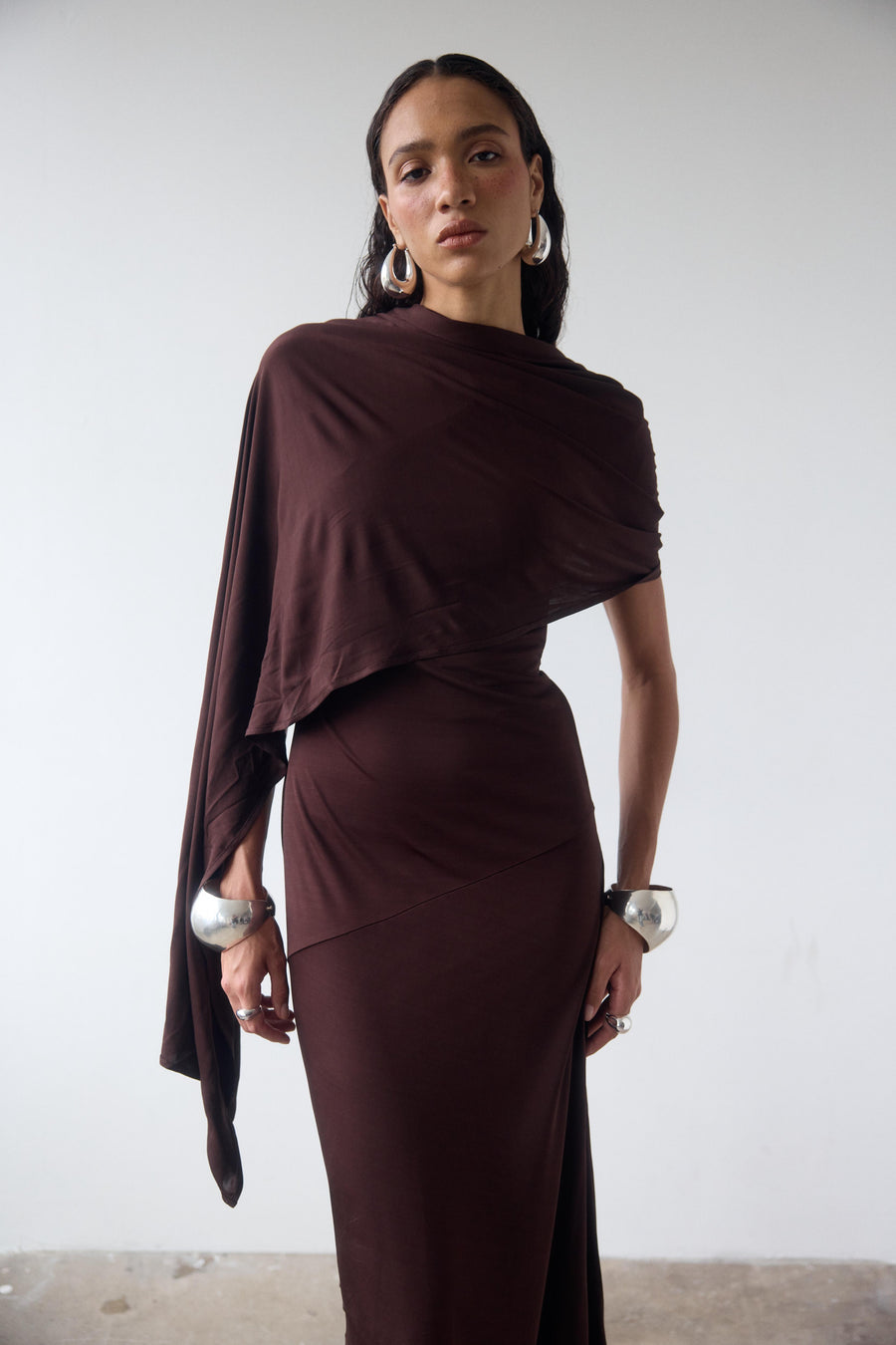 BRUBU MIDI DRESS IN CEDAR JERSEY