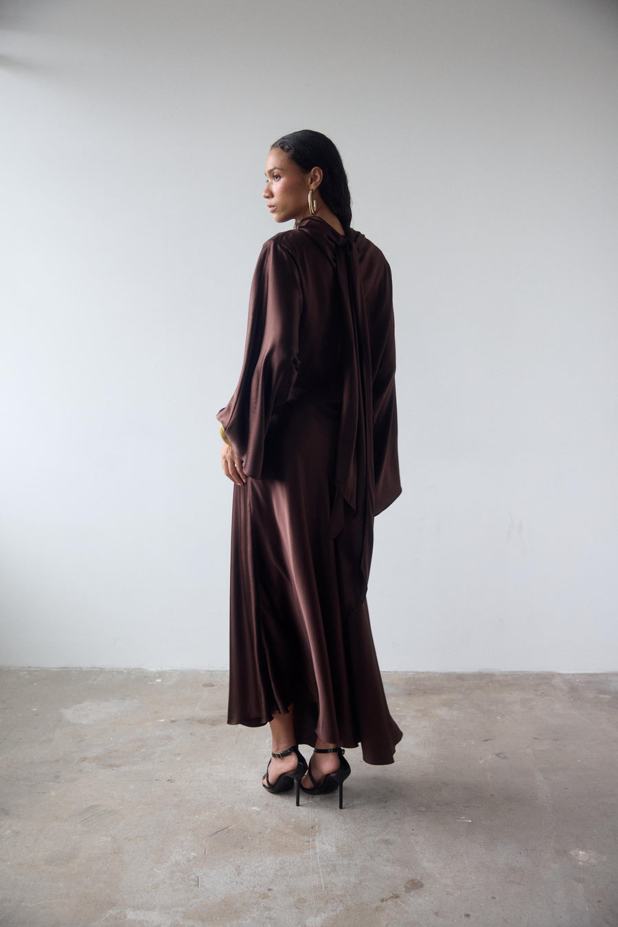 BAYAMO LONG DRESS IN CEDAR SILK SATIN