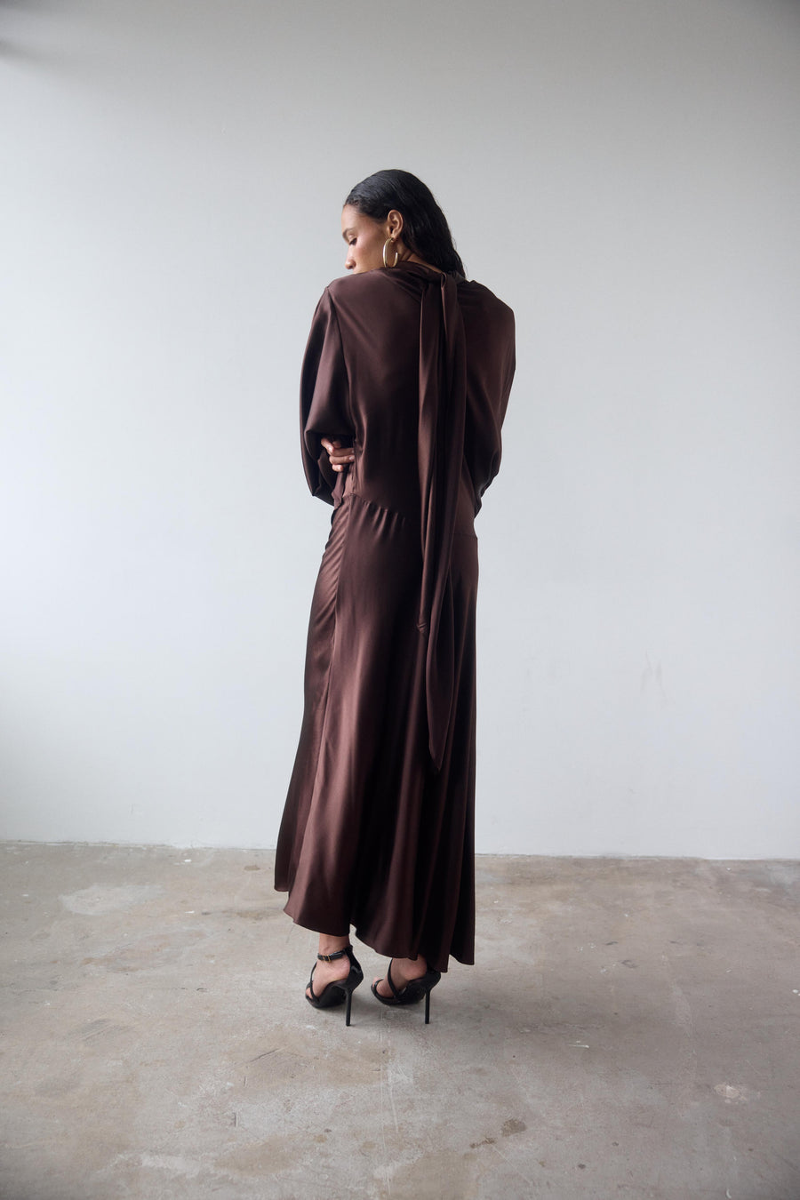 BAYAMO LONG DRESS IN CEDAR SILK SATIN