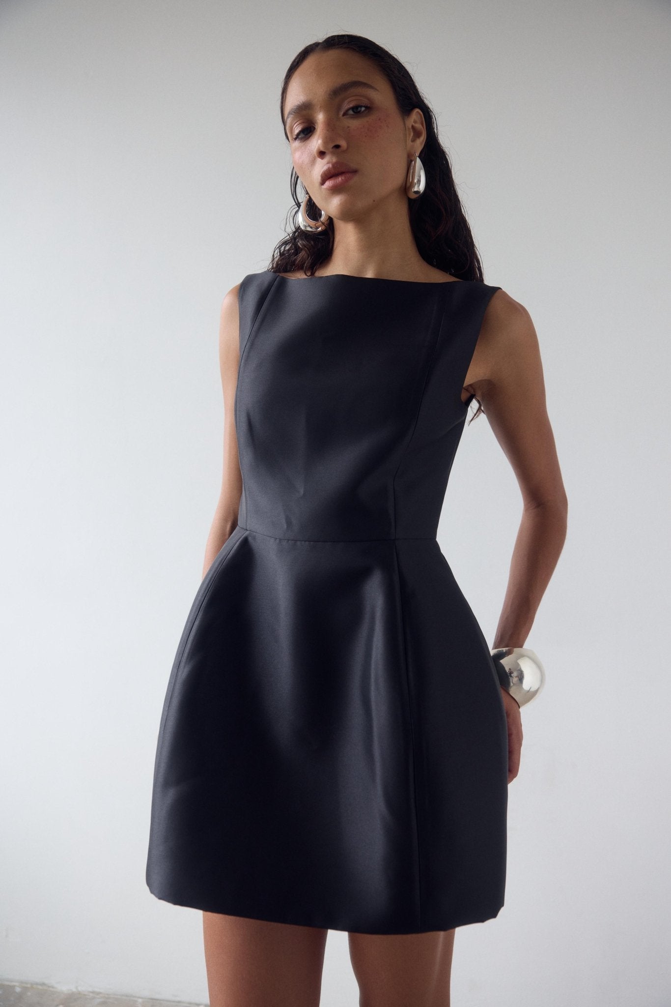 PAMPERO MINI DRESS IN BLACK TWILL - De La Vali
