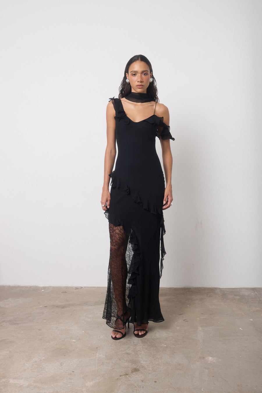 LESTE MAXI DRESS IN BLACK GEORGETTE