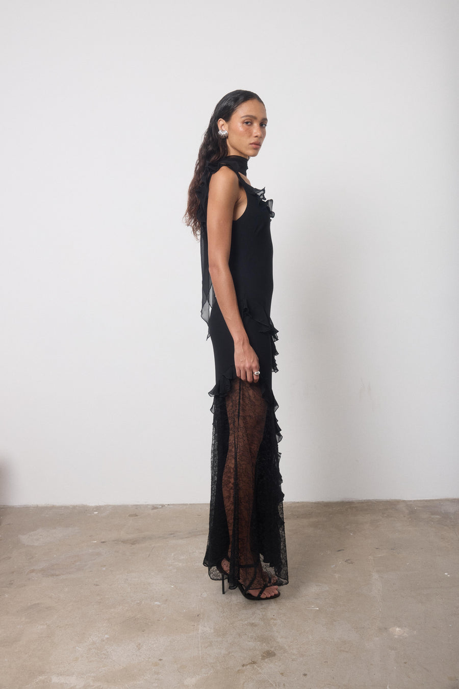 LESTE MAXI DRESS IN BLACK GEORGETTE