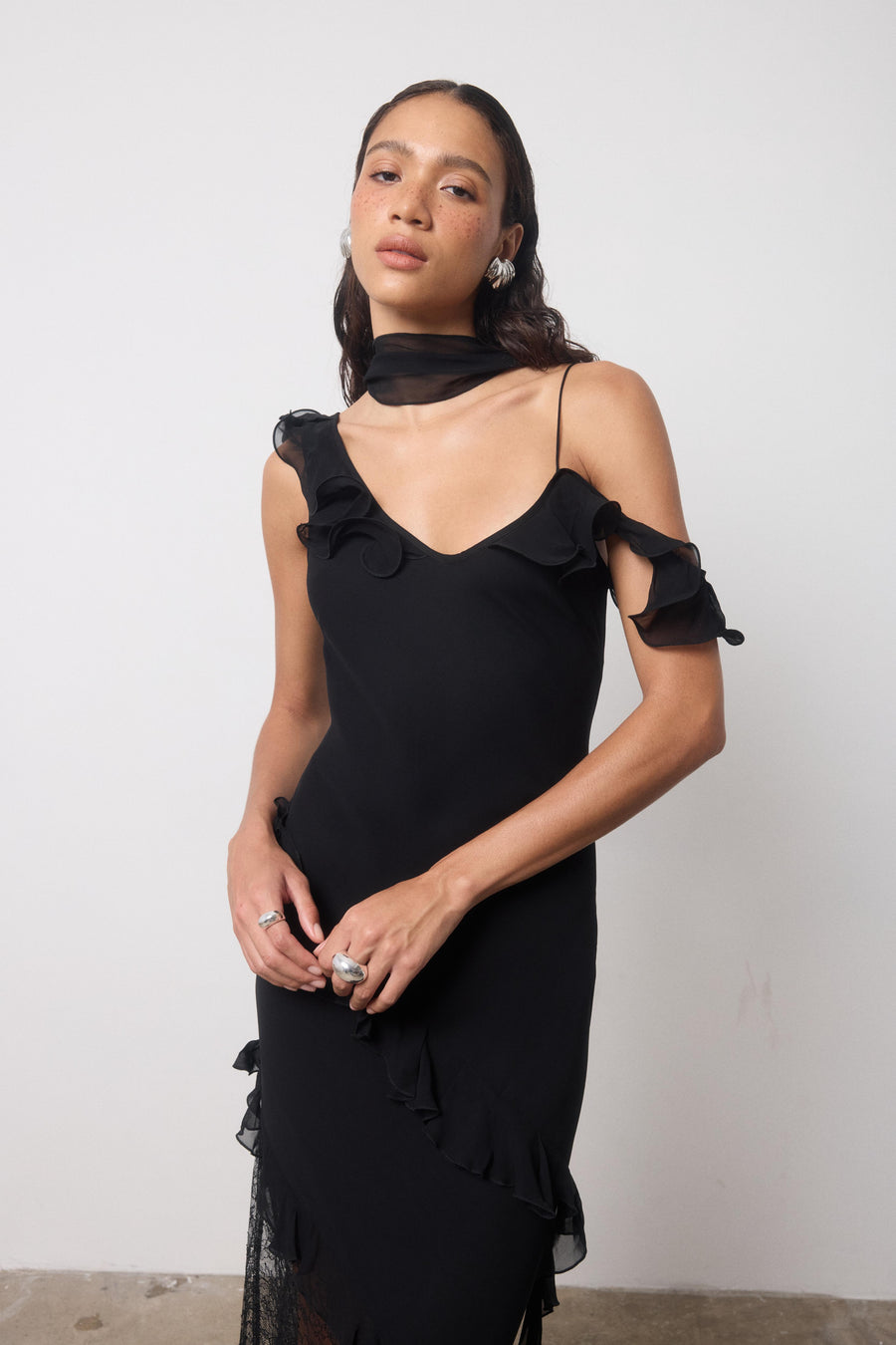 LESTE MAXI DRESS IN BLACK GEORGETTE