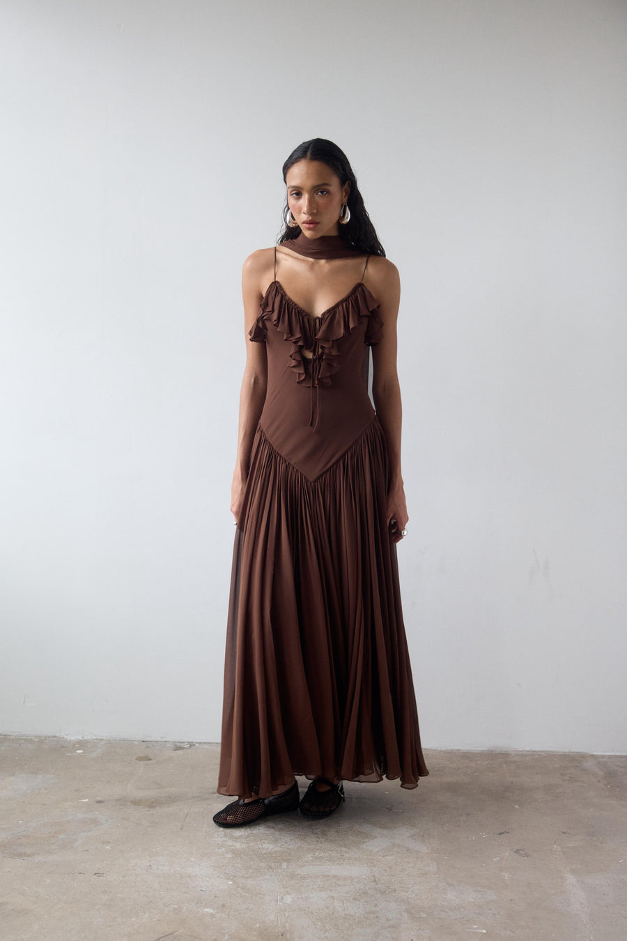HARMATTAN MIDI DRESS IN CEDAR GEORGETTE