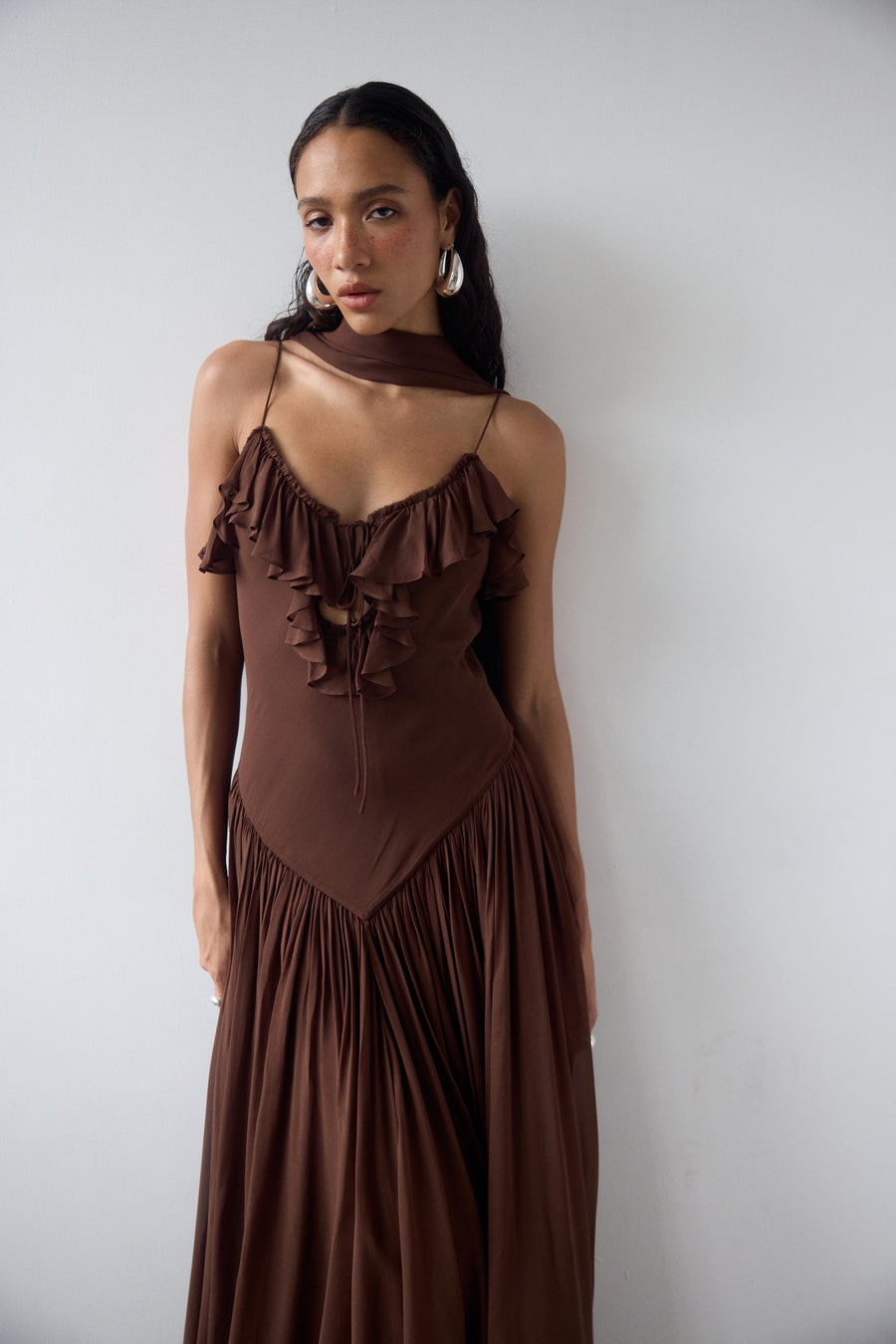 HARMATTAN MIDI DRESS IN CEDAR GEORGETTE