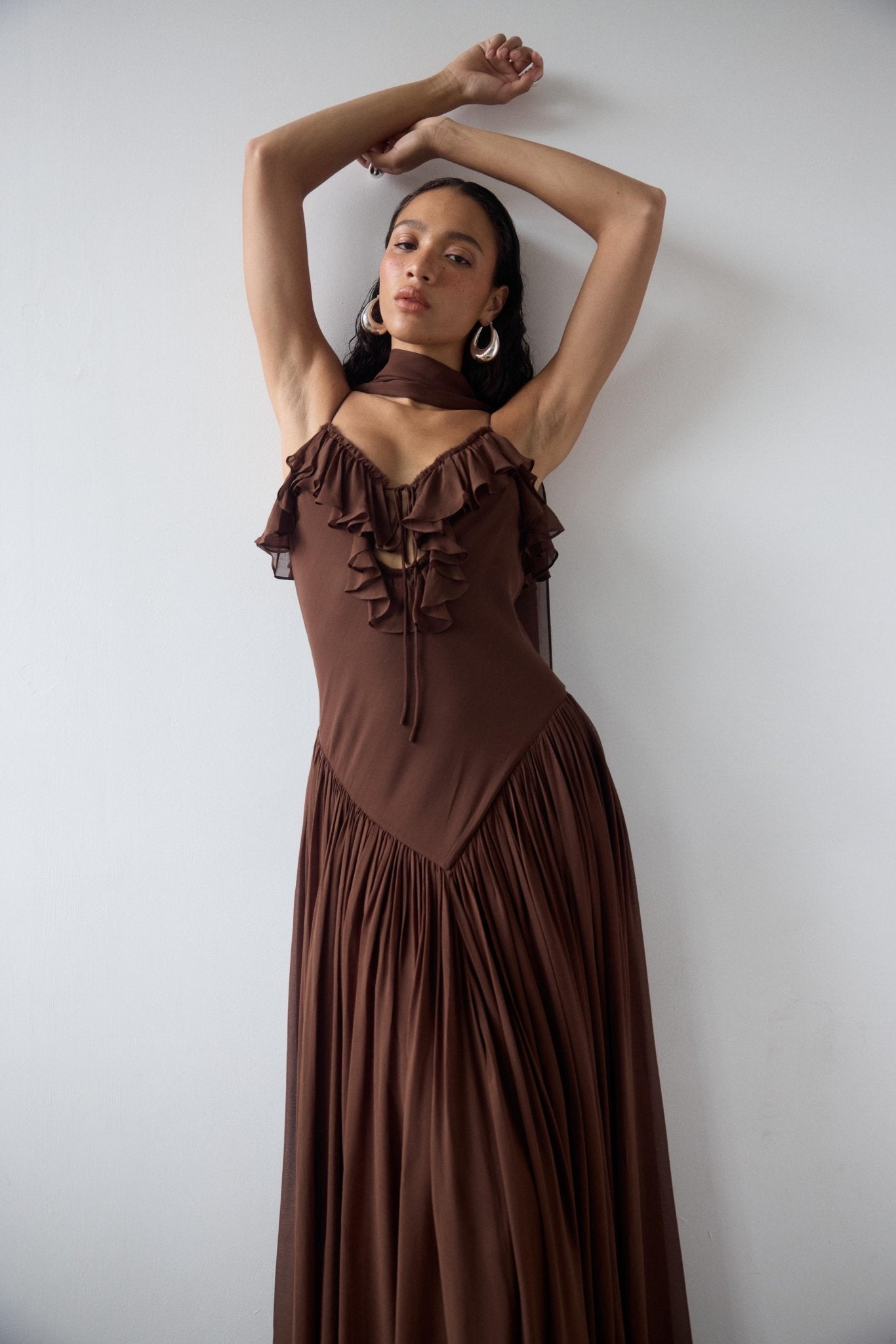 HARMATTAN MIDI DRESS IN CEDAR GEORGETTE - De La Vali