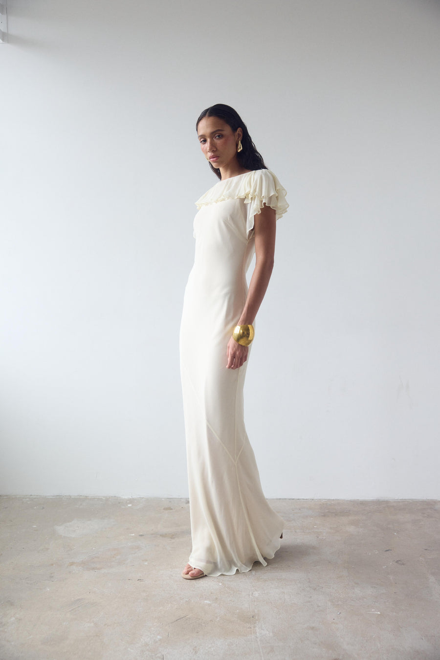 SUESTADO MAXI DRESS IN CREAM GEORGETTE